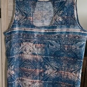 St. John's Bay Blue and White Patterned Blouse